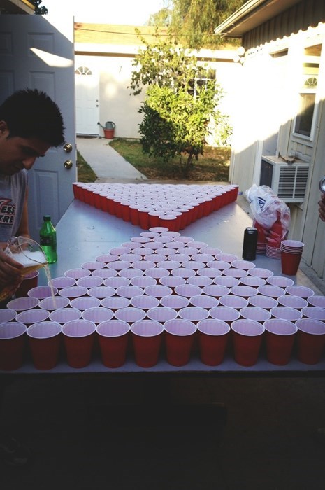 a giant game of beer pong