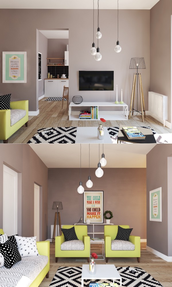 Here's a yellow option that's a more neon and therefore gives the space a trendy, youthful glow.