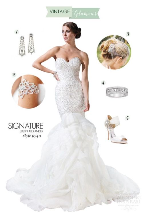 Bridal Style Inspiration: Vintage Glamour featuring wedding...