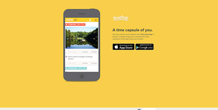 Timehop App website design