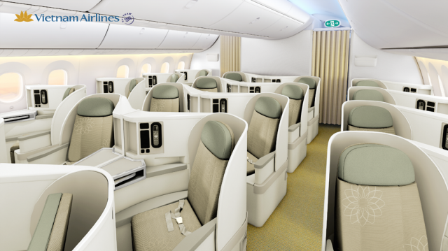 Rendering of the new business class cabin in the Boeing 787-9. Photo source: Vietnam Airlines