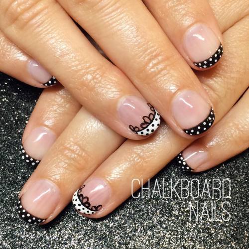 Pretty polka French with @cndworld #Shellac in Black Pool and...