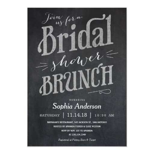 Chalkboard Bridal Shower Brunch Invitations