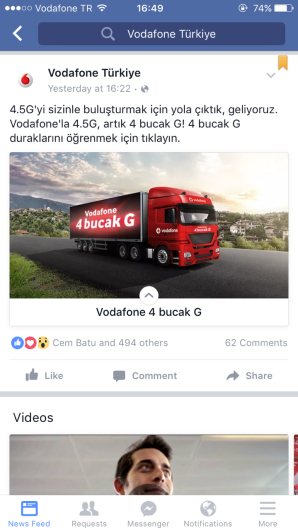 Vodafone Facebook’un canvas özelliğini Türkiye’de ilk kullanan marka oldu