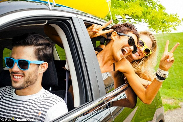 A study has found that both young people and their parents think there should be more restrictive technologies applied to new cars. A control to limit speed and the number of passengers came out on top, which could put an end to piling into cars for road trips (illustrated with a stock image)