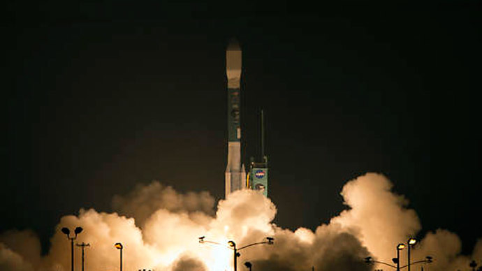 NASA's Soil Moisture Active Passive (SMAP) observatory, on a United Launch Alliance Delta II rocket, launches at 14:22 GMT Saturday from Space Launch Complex 2, Vandenberg Air Force Base, California. (NASA / Bill Ingalls)