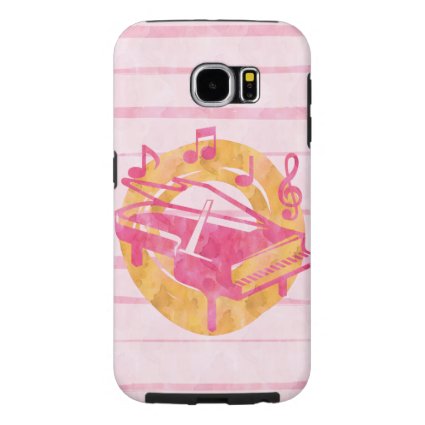 Watercolor piano and musical notes samsung galaxy s6 cases
