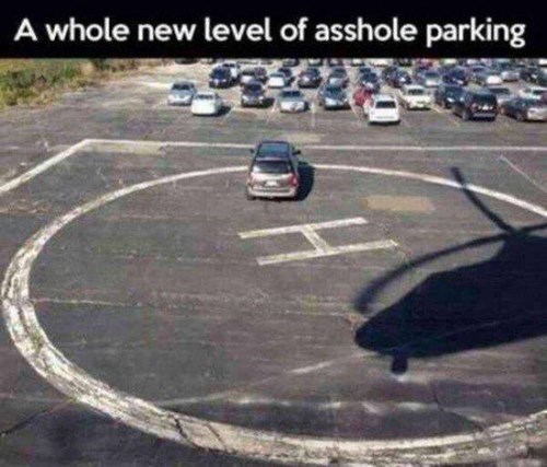 parking space,helicopter,parking like a douche