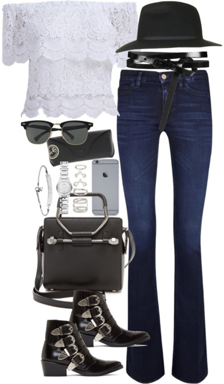 styleselection: inspired outfit with flared jeans by...