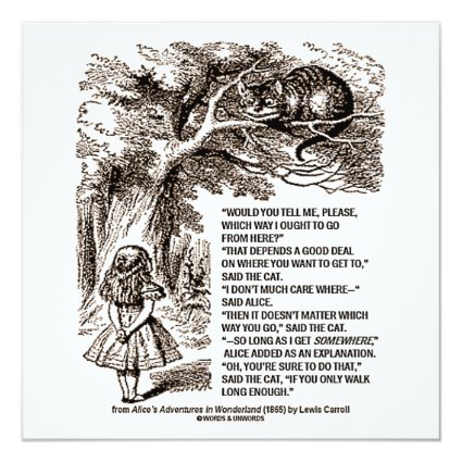Wonderland Which Way I Ought To Go Quote 5.25" Square Invitation Card