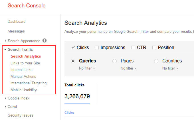 Finding Search Analytics Report in GSC
