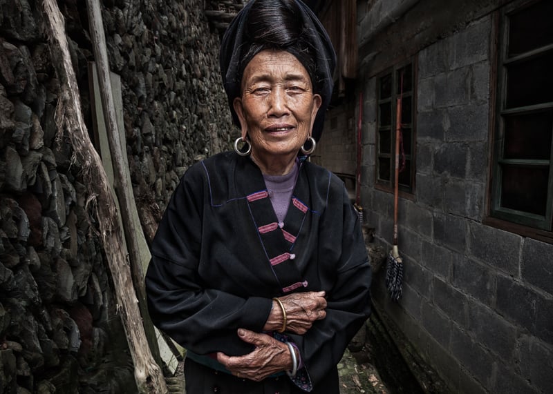 Woman from Xiaozhai Village near China's Longji Rice Terraces.