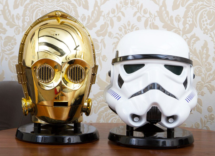 Star Wars Audio System Gold Plated C3po Stormtrooper Heads 01