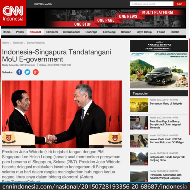 Membangun e-Government atau Melayani Singapura, Mr Jokowi?