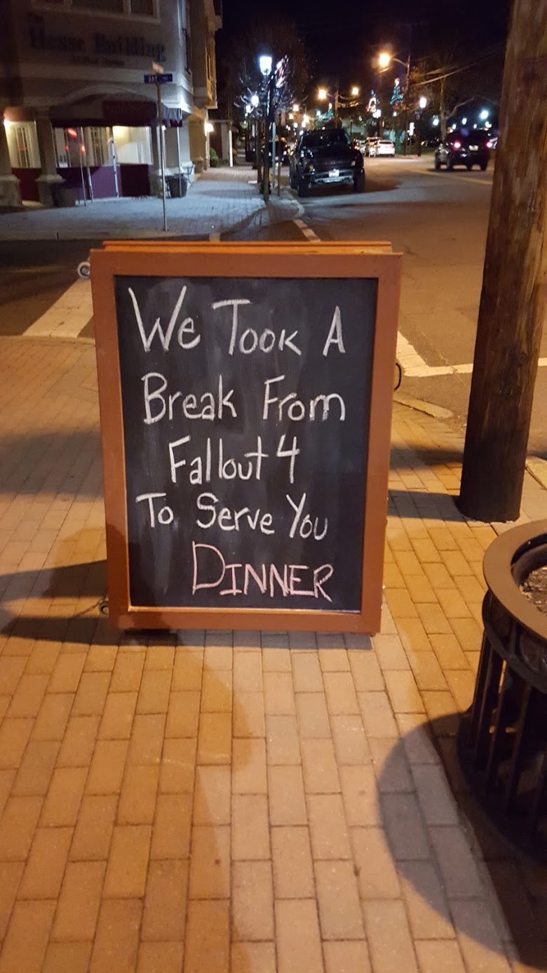 funny memes break from fallout 4 restaurant sign