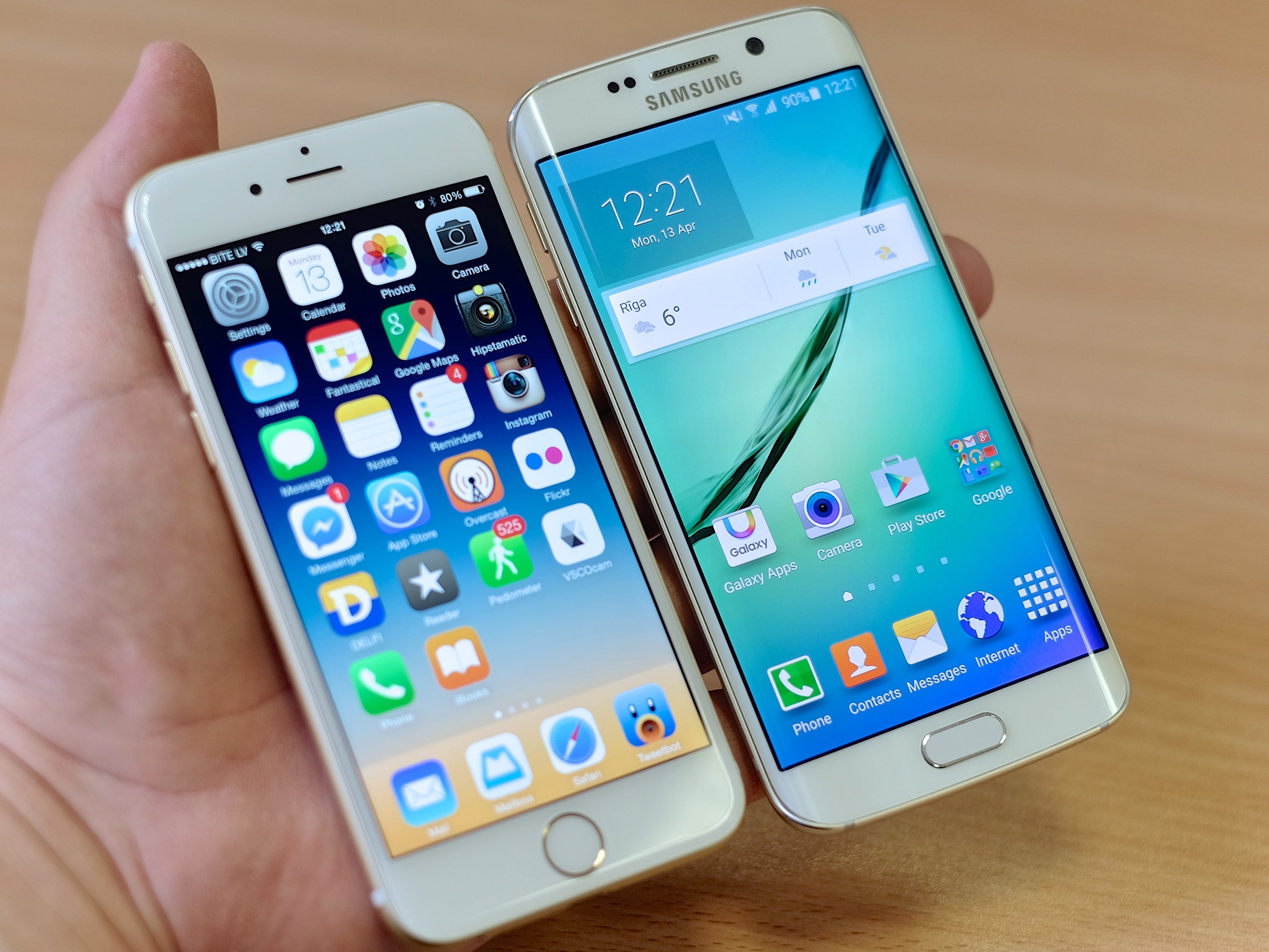 galaxy s6 vs iphone 6 screen size