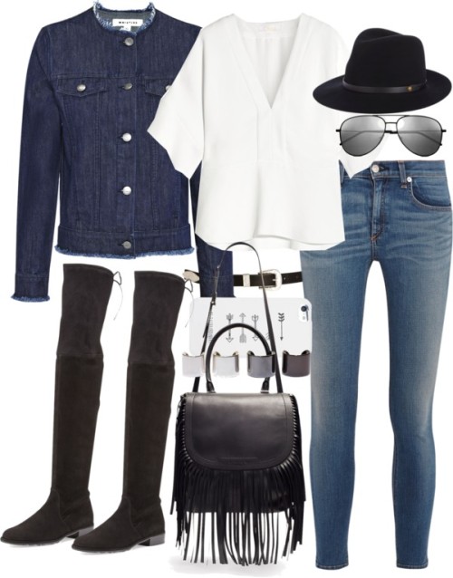 Inspired outfit with a denim jacket by whathayleywore featuring...