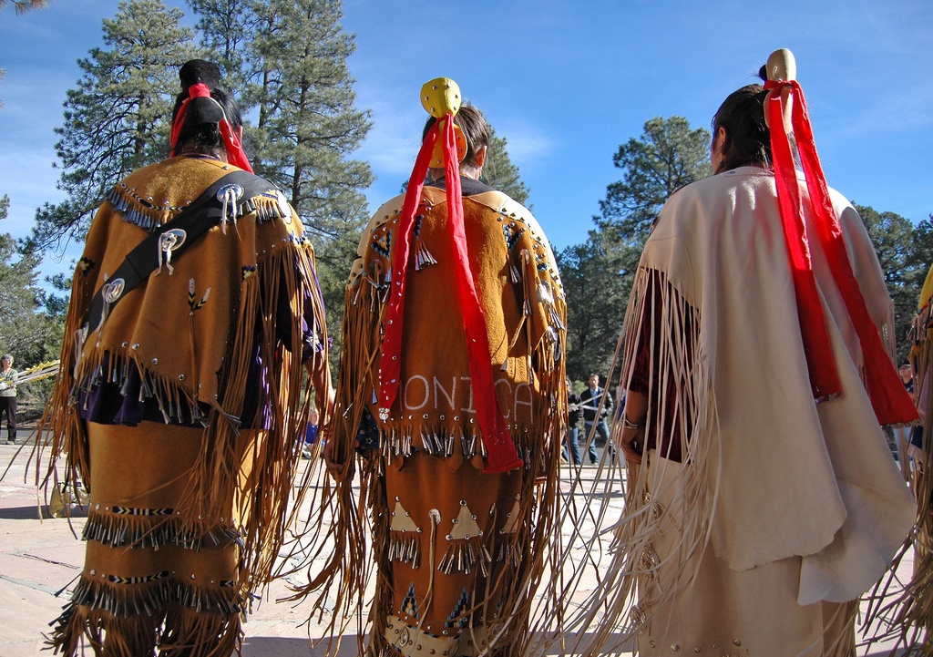 On, Thursday, November 18, Grand Canyon National Park celebrated Native American Heritage Month with a day of special events. In this photo, the Dishchii' Bikoh' Apache Group from Cibecue, Arizona, demonstrates the Apache Crown Dance. Native American Heritage Month is a time to pay tribute to the many accomplishments, contributions and sacrifices of the indigenous peoples of North America. What started at the turn of the century as an effort to gain a day of recognition for the significant contributions the First Americans made to the establishment and growth of the United States has resulted in a whole month being designated for that purpose. This is the second year that Grand Canyon National Park has celebrated Native American Heritage Month. Our celebration will continue to grow and evolve as we strengthen the relationships with our associated tribes. NPS Photo by Erin Whittaker.