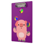 Cute Juggling Cartoon Pig Clipboard