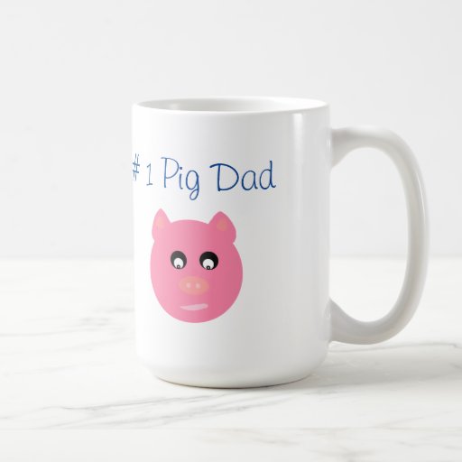 # 1 Pig Dad, Pink Pig Face White Mug