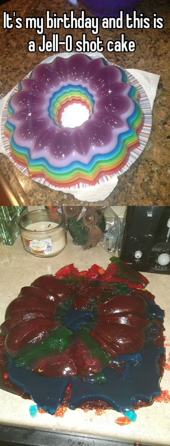 funny fail image jello shot cake 