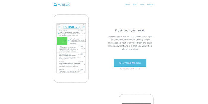 Mailbox App website design