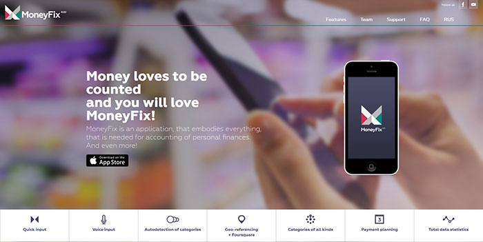MoneyFix App website design