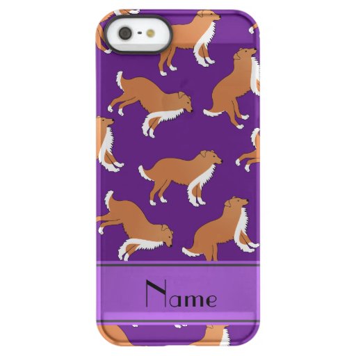 Personalized name purple collie dog pattern uncommon permafrost® deflector iPhone 5 case