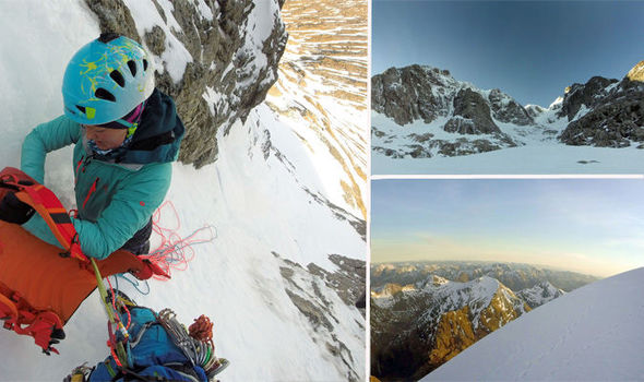 IN PICTURES: Daredevil climber LEAPS from summit of UK’s highest mountain