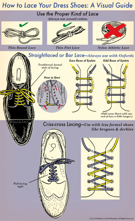 A visual guide to lacing your dress shoesVia