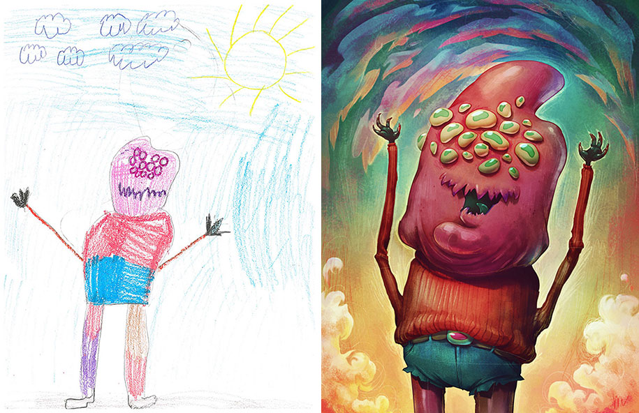 artists-redraw-children-drawings-inspiration-monster-project-15