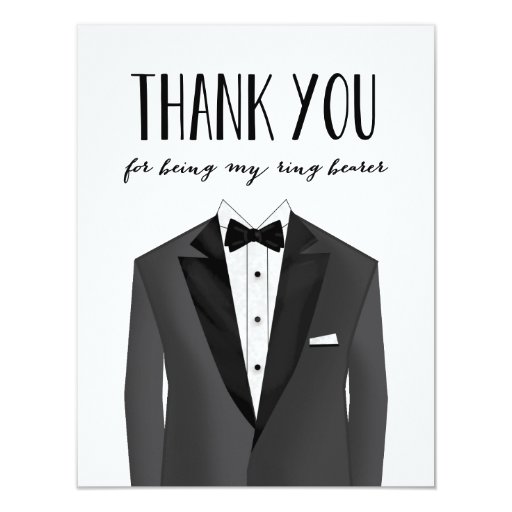 Tuxedo Thank You Ring Bearer | Groomsman 4.25x5.5 Paper Invitation Card
