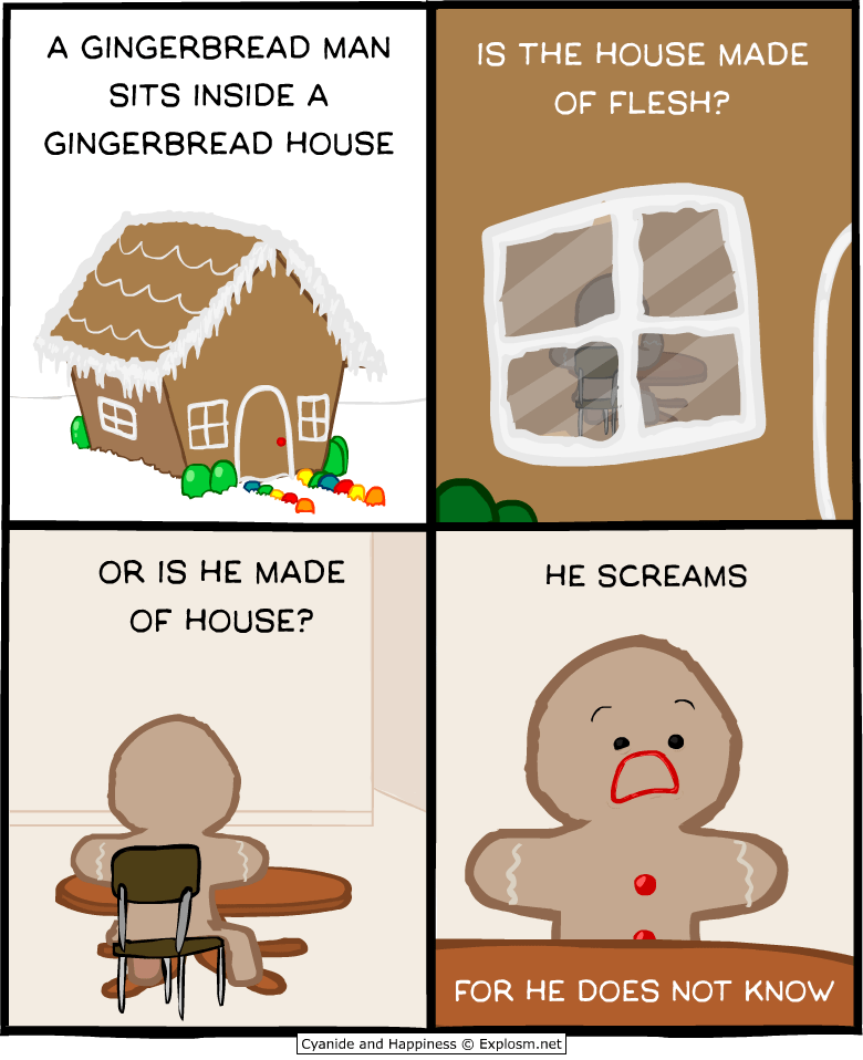 funny web comics cyanide and happiness gingerbread flesh house