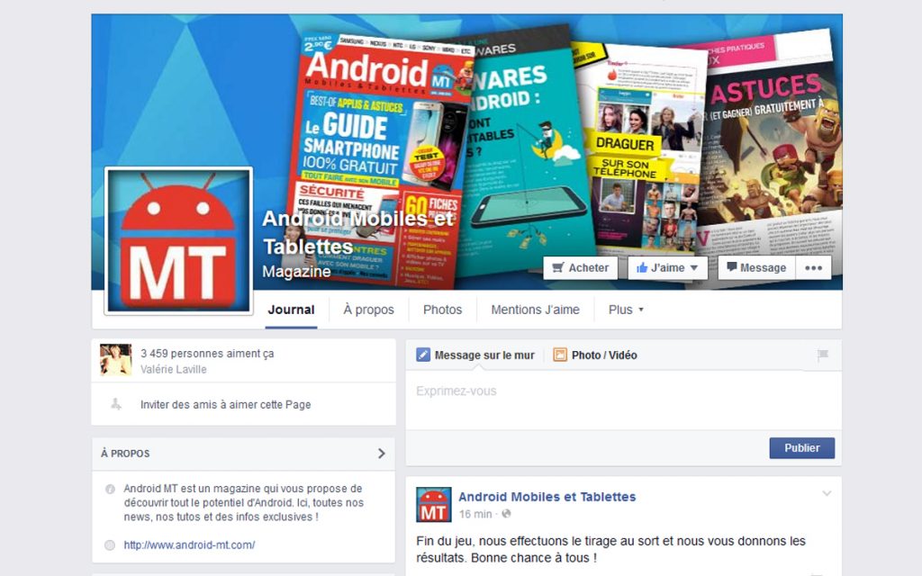 Page Facebook Android Mobiles et Tablettes