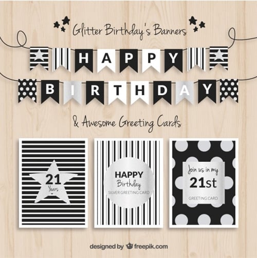 Birthday-banners-and-cards-black-and-silver