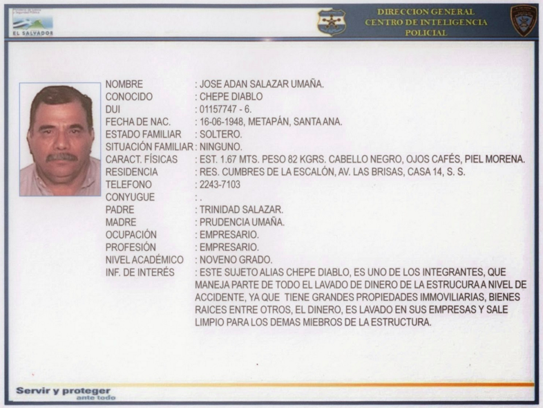 José Adán Salazar Umaña, aka Chepe Diablo —Texis Cartel (El Salvador)