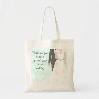 Turquoise Wedding Bride and Groom Budget Tote Bag