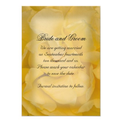 Yellow Rose Wedding Save the Date Announcement 5" X 7" Invitation Card