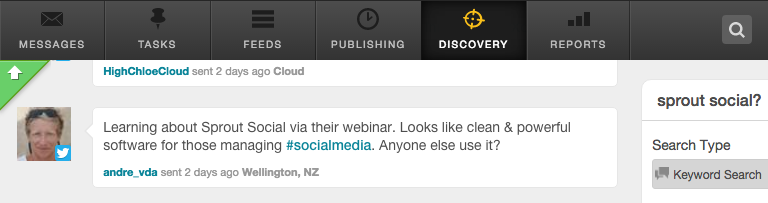 sprout social search example