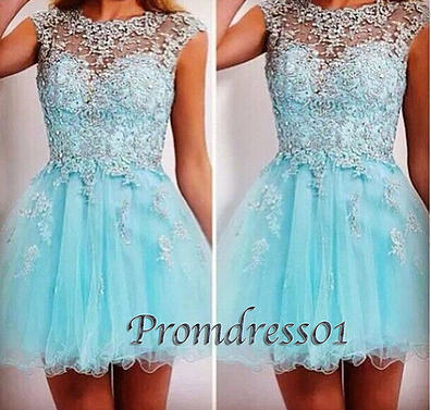 2015 cute ice blue tulle prom dress