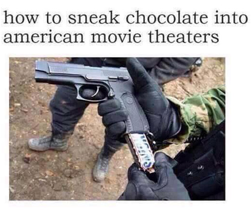 How to sneak chocolate into American movie theaters.