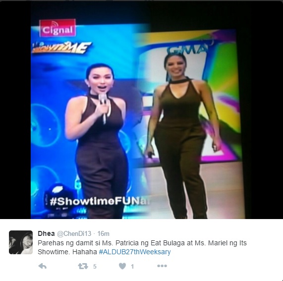 It's Showtime's Mariel and Eat Bulaga's Patricia wore the same dress?
