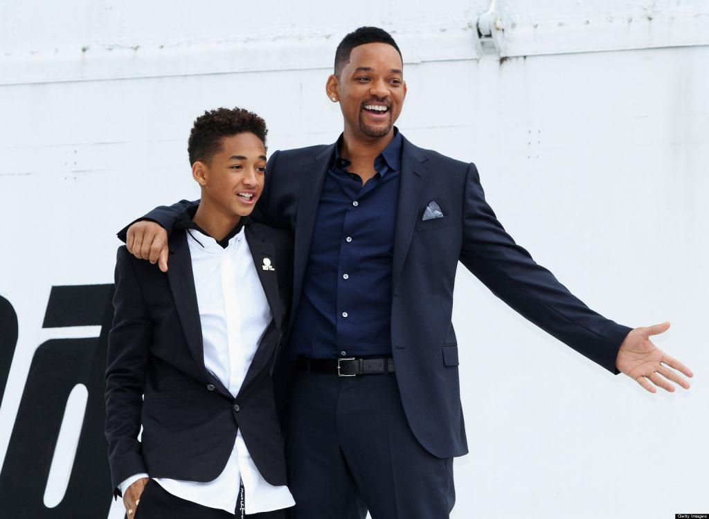 MOSCOW, RUSSIA - MAY 27: Actor Will Smith and his son Jaden Smith pose on the wing of Russian spacecraft Buran during the After Earth - Photocall in Gorky park on May 27, 2013 in Moscow, Russia. (Photo by Gennadi Avramenko/Epsilon/Getty Images)