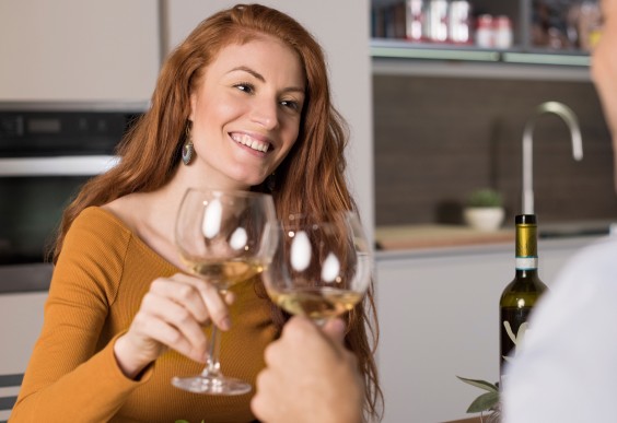 Redhead Woman Drinking Wine