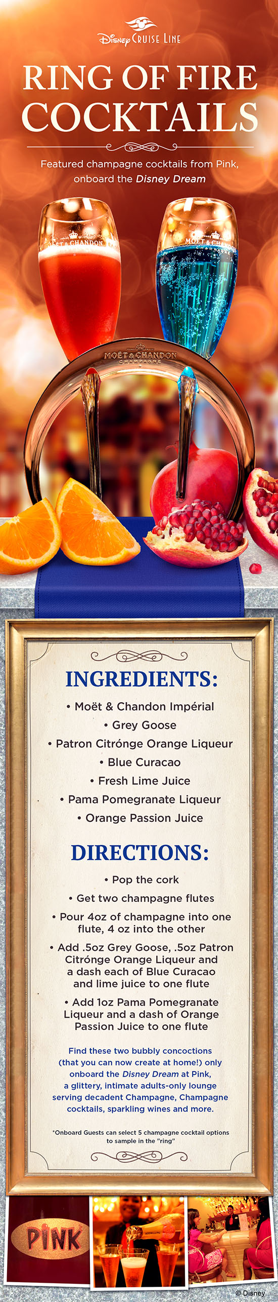 Recipe for Ring of Fire Cocktail at Pink on the Disney Dream