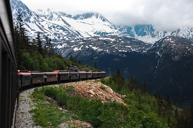 train, mountain, snow