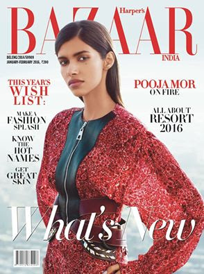 Pooja Mor on Fire-Harper Bazar Magazine cover page
