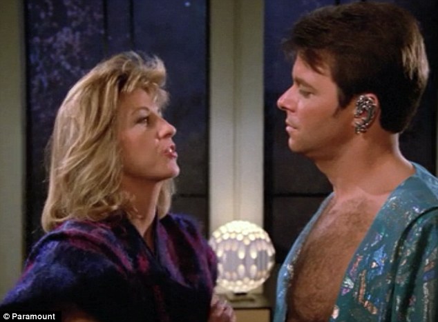 Federation intervention: Commander William Riker, played by Jonathan Frakes, wore traditional  Angel I clothing while intermingling on the female-dominated planet