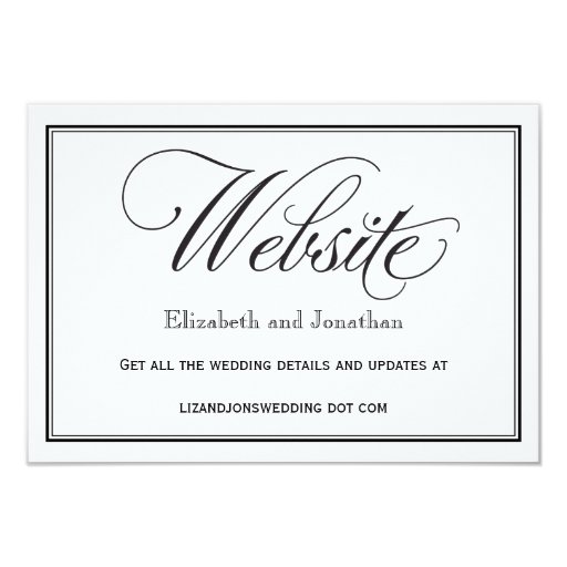 Black and White Script Wedding Website Card