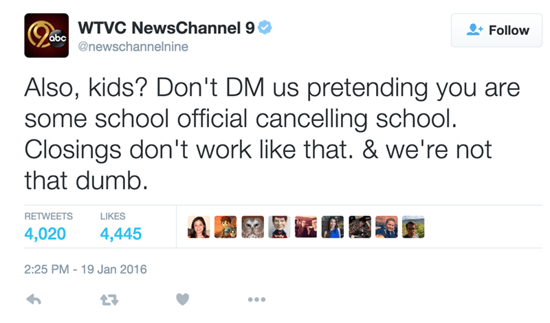 funny fail tweet school kids try to troll news into calling a snow day for school